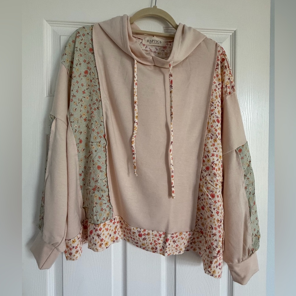 Haptics Women's Blush Patchwork Floral Hoodie